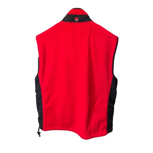 Izod Performance Red Fleece Black Panel Full Zip Sleeveless Vest Sz L - Picture 2 of 6